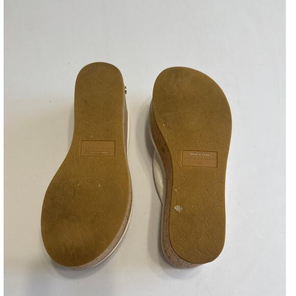 Veronica Beard Geno White Wedge Sandals Size 8 Cork Leather - Picture 9 of 11